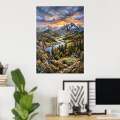 Alpenfluss-Tallandschaftsposter Poster (Heimbüro)