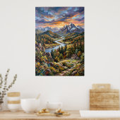 Alpenfluss-Tallandschaftsposter Poster (Küche)