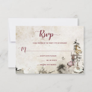 Alpengebirge Waldland Stag Burgund   RSVP Karte