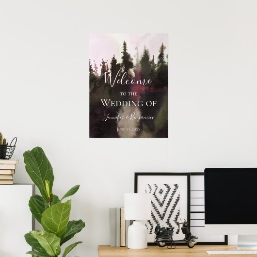 Alpengebirge Willkommen bei unserer Hochzeit | Poster (Heimbüro)