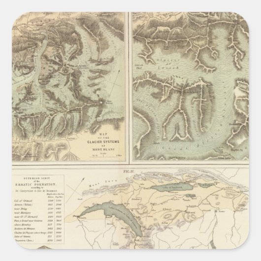 Alpengletscher Quadratischer Aufkleber (Vorderseite)