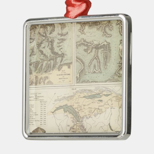Alpengletschersysteme Silbernes Ornament (Links)