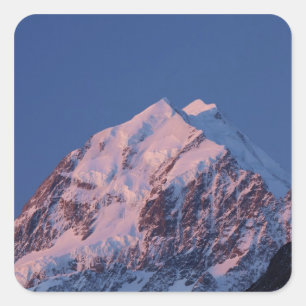 Alpenglow am Aoraki Monte Cook, Mackenzie 2 Quadratischer Aufkleber