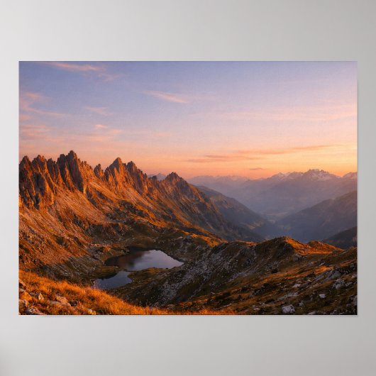 Alpenglow Mountain Peak Poster - Majestic Sunset (Vorne)