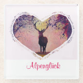 Alpenglück Hirsch Glasuntersetzer (Vorderseite)