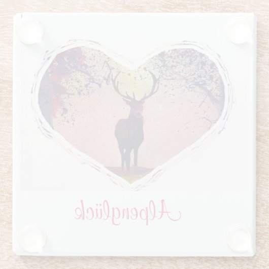 Alpenglück Hirsch Glasuntersetzer (Rückseite)