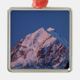 Alpenglühen auf Aoraki Mount Cook, Mackenzie 2 Silbernes Ornament