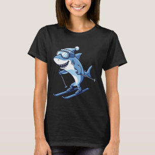 Alpenhai auf Skiern beim Skifahren Schneeberg Spaß T-Shirt