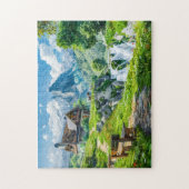 Alpenhütte am Wasserfall Puzzle (Vertikal)
