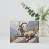 Alpenibex auf Felswand Postkarte (Stehend Vorderseite)