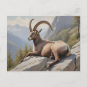 Alpenibex auf Felswand Postkarte (Vorderseite)