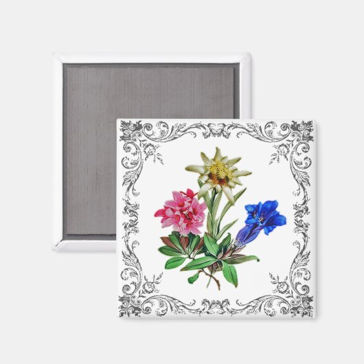 Alpenische Blume Magnet (Vorderseite/Rückseite)