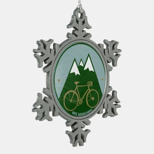 Alpenkaltbike Schneeflocken Zinn-Ornament (Links)