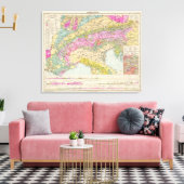 Alpenlander - Atlas Karte der Alpen Leinwanddruck (Insitu (Wohnzimmer))