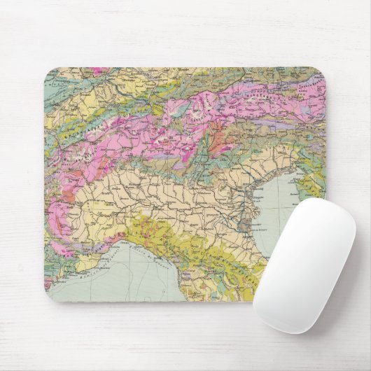 Alpenlander - Atlas Karte der Alpen Mousepad (Mit Mouse)