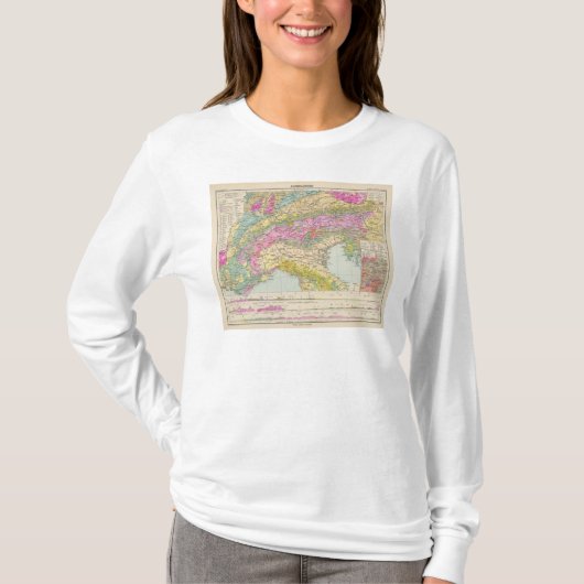 Alpenlander - Atlas-Karte der Alpen T-Shirt (Vorderseite)