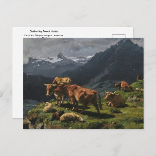 Alpenlandschaft Rinder Schafe von Rosa Bonheur Pos Postkarte (Vorne/Hinten)