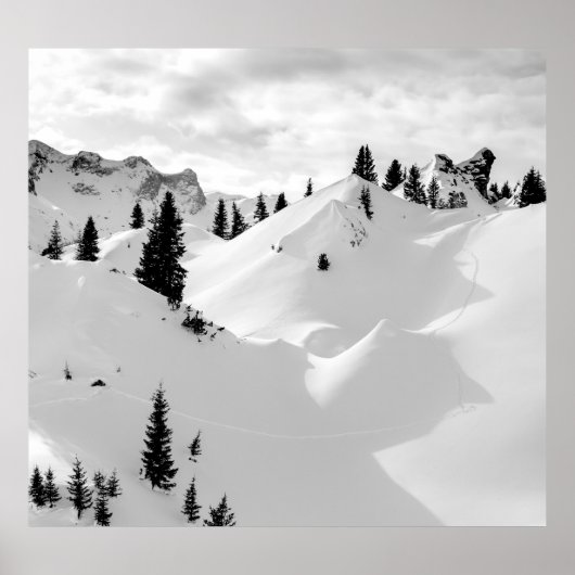 Alpenlandschaft: Schneesichere Berge Poster (Vorne)