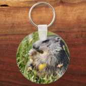 Alpenmarmotte fressend Blume Schlüsselanhänger (Vorderseite)