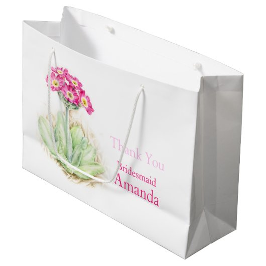 Alpenpink-Rosa-Brautjungfrau bevorzugt Geschenktas Große Geschenktüte (Vorderseite Schrägansicht)