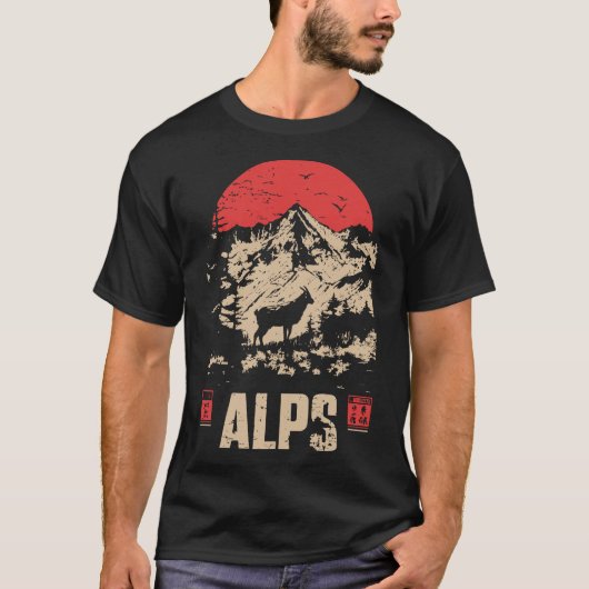 Alpenpuls - Retro-Schneespitzen T-Shirt (Vorderseite)