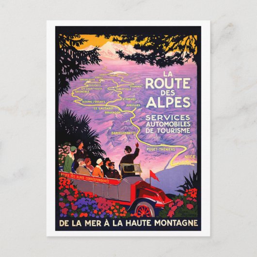 Alpenroute mit dem Auto Postkarte (Vorderseite)