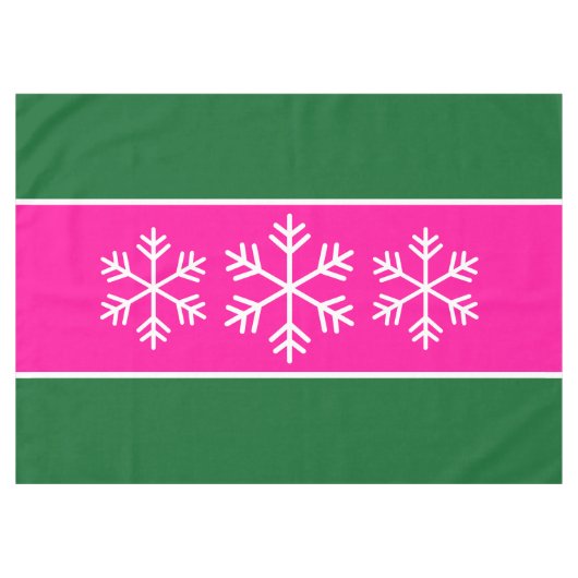 Alpenschneeflocken Hellrosa Wälder Grüne Streifen Tischdecke (Vorderseite (Horizontal))