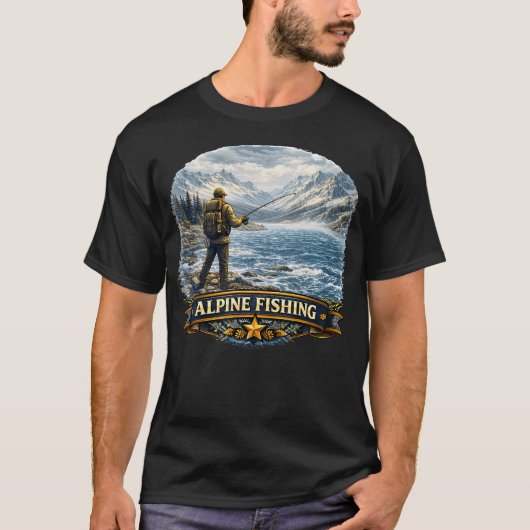 Alpensee-Angler-Bergwilderness T-Shirt (Vorderseite)