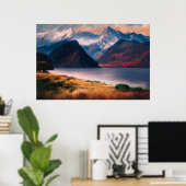Alpensee bei Sonnenuntergang Poster (Heimbüro)