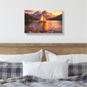 Alpensee-Sonnenuntergang-Segelboot-Leinwand-Wandku Leinwanddruck (Insitu (Schlafzimmer))