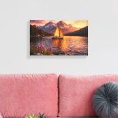 Alpensee-Sonnenuntergang-Segelboot-Leinwand-Wandku Leinwanddruck (Insitu (Wohnzimmer))