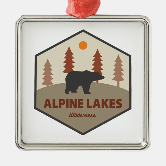 Alpenseen Wilderness Washington Bear Ornament Aus Metall (Vorne)