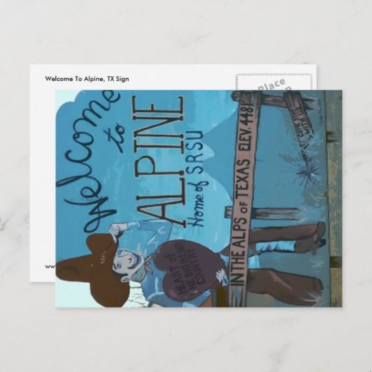 Alpes, TX Begrüßungszeichen Postkarte (Vorne/Hinten)