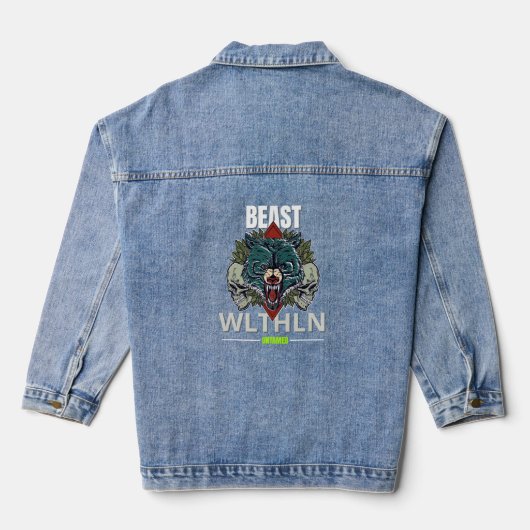Alpha Beast _ Untamed Wolf Streetwear Fearless Jeansjacke (Rückseite)