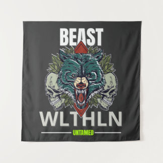 Alpha Beast _ Untamed Wolf Streetwear Fearless Wandteppich