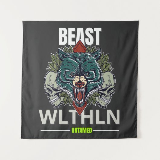 Alpha Beast _ Untamed Wolf Streetwear Fearless  Wandteppich (Vorderseite)