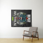 Alpha Beast _ Untamed Wolf Streetwear Fearless Wandteppich (Beispiel (Horizontal))