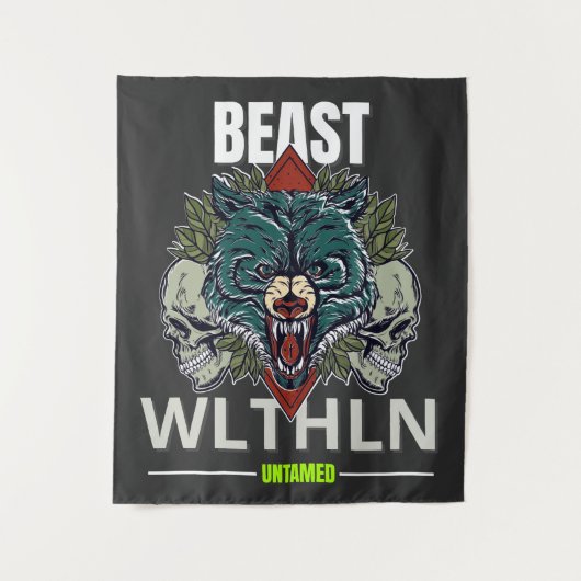 Alpha Beast _ Untamed Wolf Streetwear Fearless  Wandteppich (Vorderseite)
