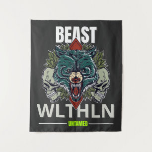 Alpha-Biest _ Ungezähmte Wolf Streetwear Furchtlos Wandteppich