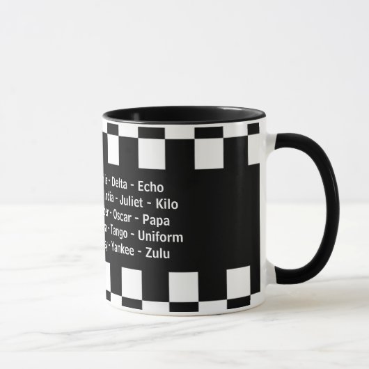 Alpha Bravo Charlie Echo Phonetic Alphabet Tasse (Rechts)