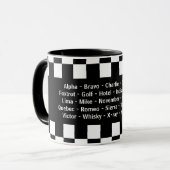 Alpha Bravo Charlie Echo Phonetic Alphabet Tasse (Vorderseite Links)