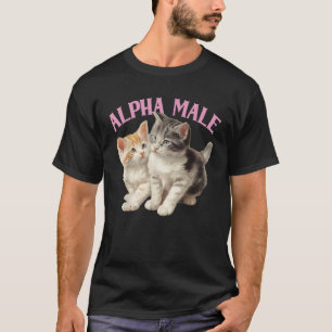 Alpha Cat Male Funny Kitten Ironic Weird Y2K Spaß T-Shirt