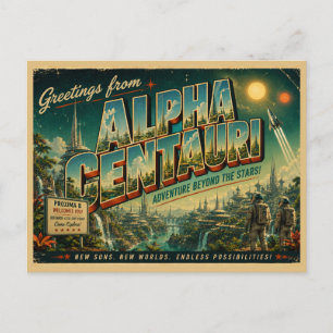Alpha Centauri Retro-Sci-Fi-Postkarte  Postkarte