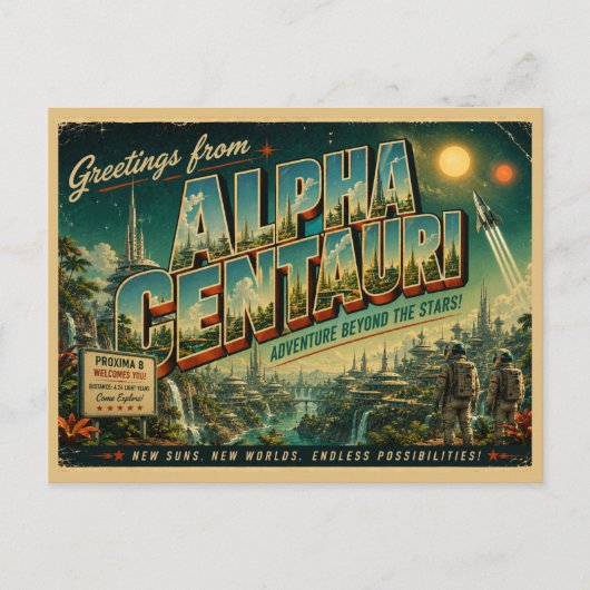 Alpha Centauri Retro-Sci-Fi-Postkarte Postkarte (Vorderseite)