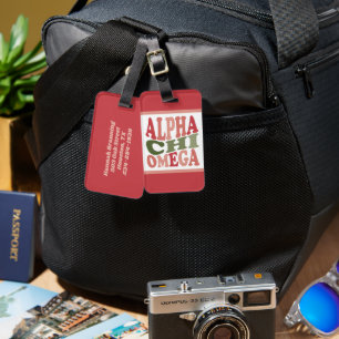 Alpha Chi Omega Groovy Retro gestapeltes Grafikdes Gepäckanhänger
