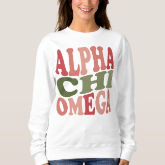 Alpha Chi Omega Groovy Retro gestapeltes Grafikdes Sweatshirt