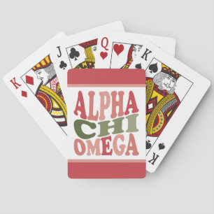 Alpha Chi Omega Groovy Retro Spielkarten