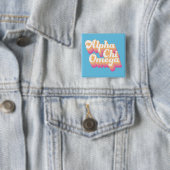 Alpha Chi Omega | Groovy Schrift Button (Beispiel)