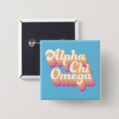 Alpha Chi Omega | Groovy Schrift Button (Vorne & Hinten)