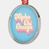 Alpha Chi Omega | Groovy Schrift Ornament Aus Metall (Links)